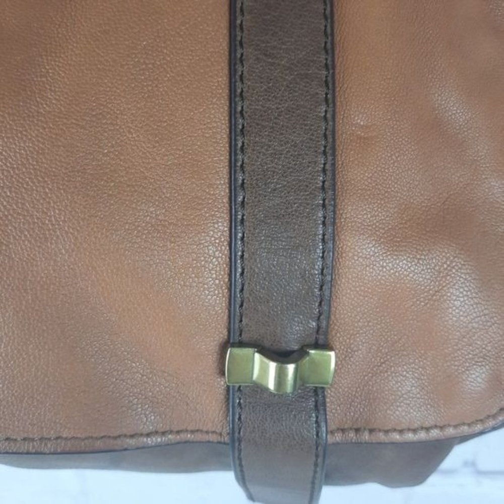 Kooba Colorblock Leather Cognac Satchel Bag Large - Picture 6 of 16